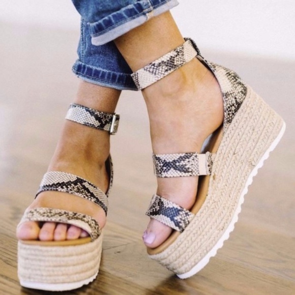 Shoes - NEW - JACKLYNN Snake Print Espadrille Wedge   